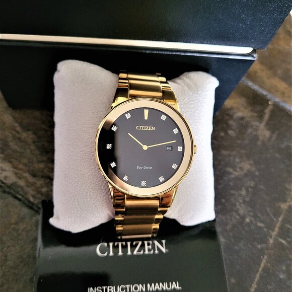 Citizen Men's AU1062-56G Gold Diamond Eco-Drive Watch - Picture 3 of 9